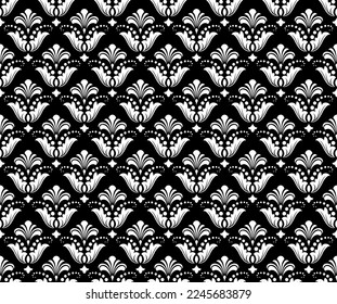 Flower geometric pattern. Seamless vector background. White and d black ornament