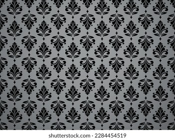Flower geometric pattern. Seamless vector background. Black and gray ornament. Ornament for fabric, wallpaper, packaging. Decorative print