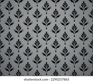 Flower geometric pattern. Seamless vector background. Black and gray ornament