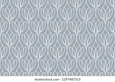 Flower geometric pattern. Seamless vector background. Gray and white ornament.