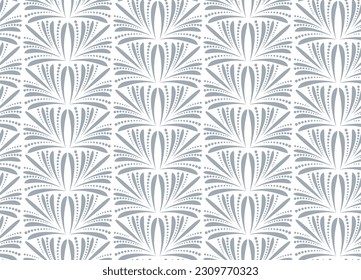 Flower geometric pattern. Seamless vector background. White and gray ornament. Ornament for fabric, wallpaper, packaging. Decorative print.