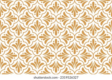 Flower geometric pattern. Seamless vector background. Gold and white ornament