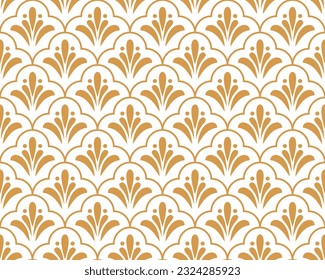 Patrón geométrico de las flores. Fondo vectorial impecable. Ornamento dorado y blanco
