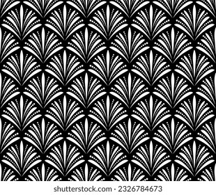 Flower geometric pattern. Seamless vector background. Black and white ornament