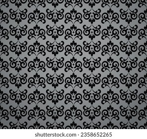 Flower geometric pattern. Seamless vector background. Black and gray ornament. Ornament for fabric, wallpaper, packaging. Decorative print