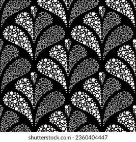 Flower geometric pattern. Seamless vector background. White and black ornament. Ornament for fabric, wallpaper, packaging. Decorative print