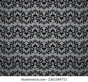 Flower geometric pattern. Seamless vector background. Black and gray ornament. Ornament for fabric, wallpaper, packaging. Decorative print