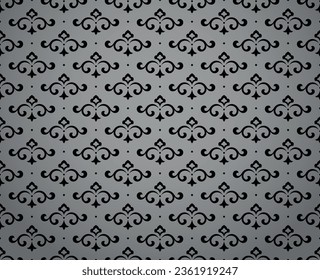 Flower geometric pattern. Seamless vector background. Black and gray ornament. Ornament for fabric, wallpaper, packaging. Decorative print