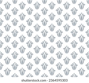 Flower geometric pattern. Seamless vector background. Gray and white ornament.