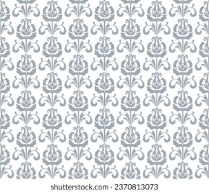 Flower geometric pattern. Seamless vector background. Gray and white ornament.