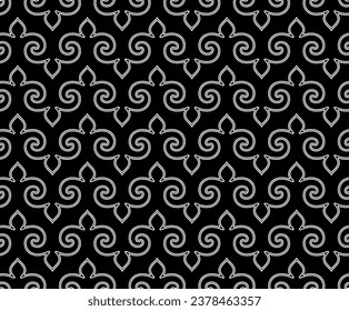 Flower geometric pattern. Seamless vector background. Black and white ornament