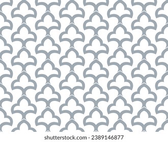 Flower geometric pattern. Seamless vector background. White and gray ornament. Ornament for fabric, wallpaper, packaging. Decorative print.