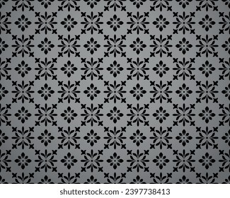 Flower geometric pattern. Seamless vector background. Black and gray ornament. Ornament for fabric, wallpaper, packaging. Decorative print