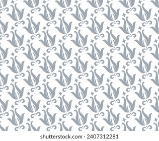 Flower geometric pattern. Seamless vector background. White and gray ornament. Ornament for fabric, wallpaper, packaging. Decorative print.