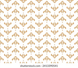 Flower geometric pattern. Seamless vector background. Gold and white ornament