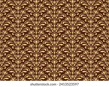 Flower geometric pattern. Seamless vector background. Gold and brown ornament. Ornament for fabric, wallpaper, packaging. Decorative print