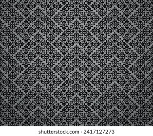 Flower geometric pattern. Seamless vector background. Black and white ornament