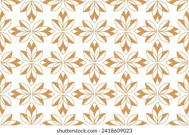 Flower geometric pattern. Seamless vector background. Gold and white ornament