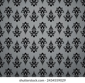 Flower geometric pattern. Seamless vector background. Gray and black ornament