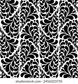 Flower geometric pattern. Seamless vector background. White and black ornament.