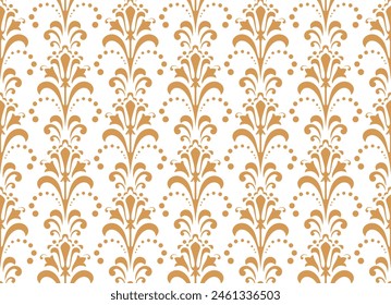 Flower geometric pattern. Seamless vector background. White and golden ornament