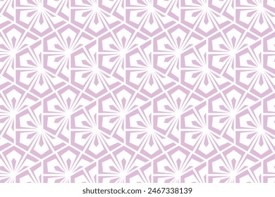 Flower geometric pattern. Seamless vector background. White and pink ornament