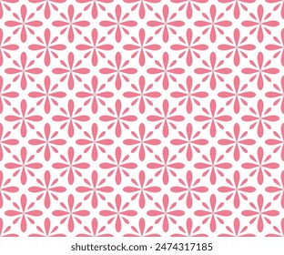 Flower geometric pattern. Seamless vector background. White and pink ornament