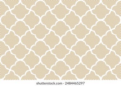 Flower geometric pattern. Seamless vector background. White and golden ornament