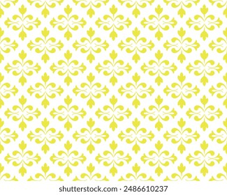 Flower geometric pattern. Seamless vector background. White and yellow ornament