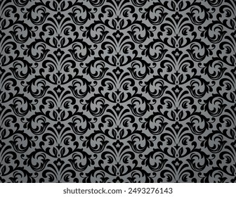Flower geometric pattern. Seamless vector background. Gray and black ornament. Ornament for fabric, wallpaper, packaging. Decorative print