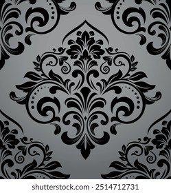 Padrão geométrico da flor. Plano de fundo de vetor contínuo. Ornamento cinza e preto