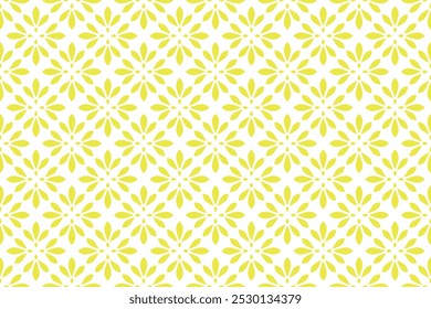 Padrão geométrico da flor. Plano de fundo de vetor contínuo. Ornamento branco e amarelo