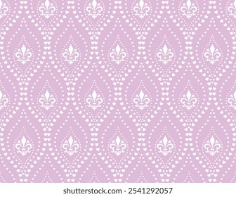 Flower geometric pattern. Seamless vector background. White and pink ornament