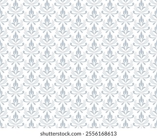 Flower geometric pattern. Seamless vector background. White and gray ornament. Ornament for fabric, wallpaper, packaging. Decorative print