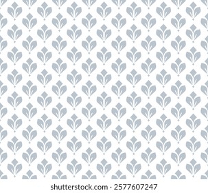 Flower geometric pattern. Seamless vector background. White and gray ornament. Ornament for fabric, wallpaper, packaging. Decorative print