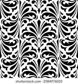 Flower geometric pattern. Seamless vector background. White and black ornament. Ornament for fabric, wallpaper, packaging. Decorative print.