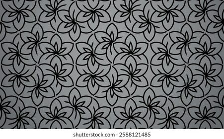 Flower geometric pattern. Seamless vector background. Gray and black ornament. Ornament for fabric, wallpaper, packaging. Decorative print