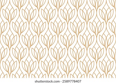 Flower geometric pattern. Seamless vector background. White and golden ornament