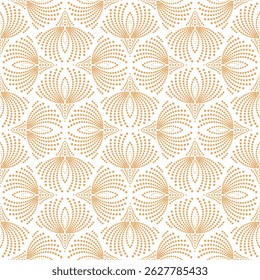 Flower geometric pattern. Seamless vector background. White and golden ornament