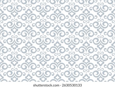 Flower geometric pattern. Seamless vector background. White and gray ornament
