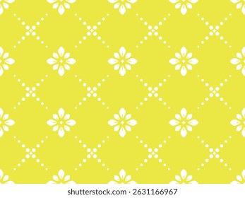 Flower geometric pattern. Seamless vector background. White and yellow ornament. Ornament for fabric, wallpaper, packaging. Decorative print
