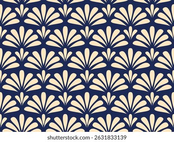 Flower geometric pattern. Seamless vector background. Golden and dark blue ornament