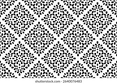 Flower geometric pattern. Seamless vector background. White and black ornament.