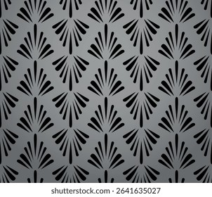 Flower geometric pattern. Seamless vector background. Gray and black ornament