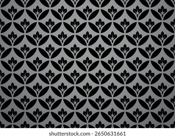Flower geometric pattern. Seamless vector background. Gray and black ornament. Ornament for fabric, wallpaper, packaging. Decorative print
