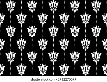 Flower geometric pattern. Seamless vector background. White and black ornament.