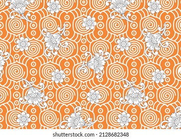 Flower and geometric pattern. Trendy seamless vector floral pattern. Endless print. background, texture, tile, fabric, paper, wall print.