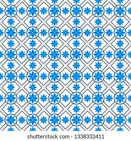 Flower geometric pattern.blue shape seamless background pattern in eps file.  Abstract shape line design in vector. creative flower background for business. Isometric pattern. gift wrapping.