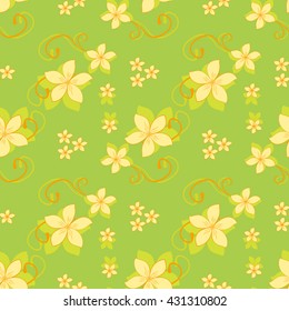 flower geometric seamless pattern. Green background design. Modern stylish abstract texture. Template for prints, textile, wrapping and decoration, wallpaper. 