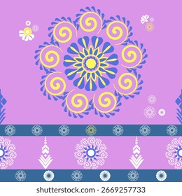 flower geometric seamless pattern.Native American tribal fabric. Suitable for textile,rugs,cards,tiles,picture books,arabic pattern,Diwali.boho indian ornament design Vector for woven textile printing